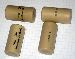 Decorative and advertising marking of wine or PE corks.