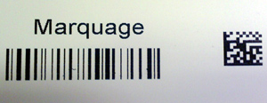 Bar code labeling or DataMatrix code on identification plate.