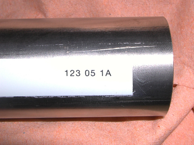 Traceability marking on aviation part.